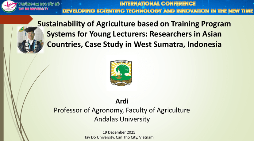 Sustainability of Agriculture based on Training Program Systems for Young Lecturers