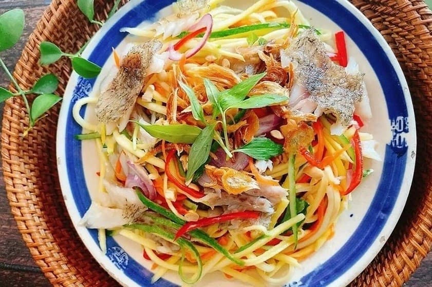 Mango Salad with Dried Snakeskin Gourami (Gỏi xoài khô cá sặc)